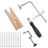 Lasnten 3-in-1 Professionelles Juweliersäge-Set, Sägerahmen, verstellbar mit 144 Klingen, Holzbankstiftklemme, V-Schlitz, Juweliere, vielseitige Werkzeuge für präzise Schmuckherstellung, DIY, Holz