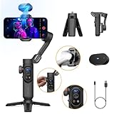 AOCHUAN Gimbal-Stabilisator für Smartphone, Gimbal mit KI-Vision-Sensor für Gesichtsverfolgung, iPhone-Gimbal mit kabellosem Laden für Vlog, kompatibel mit iPhone/Android-Smart AI XPro Schwarz