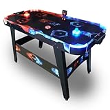 Carromco Airhockey Tisch Fire & Ice - Air Hockey Spieltisch mit LED Lichteffekten - LED Air Hockey mit belüftetem Spielfeld, beleuchteten Pucks und elektronischem Punktezähler - Gewicht 18 kg