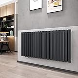 Heilmetz® Design Röhren Heizkörper 600x1180 mm Anthrazit Oval Paneelheizkörper Horizontal Seitenanschluss Doppellagig
