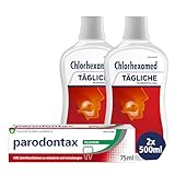 Chlorhexamed tägliche Mundspülung, 2x500ml + Parodontax Fluorid Zahnpasta, 1x75ml