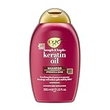 OGX Keratin Oil Shampoo (385 ml), kräftigendes Anti-Haarbruch Shampoo verhindert nachweislich Haarbruch und reduziert Spliss um bis zu 80%, Haarpflege Shampoo mit Keratin Öl für strapaziertes Haar
