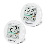 Geevon Kühlschrankthermometer, Digital Mini, IP65 Wasserfest, für Kühlschrank Gefrierschrank Innen Thermostat mit LCD Bildschirm, Ständer Magnetrückseite Max Min Aufzeichnung, 2er-Pack (mit Batterien)