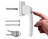 Stahlia Abschließbare Fenstergriffe Aluminium (1 Stück) Weiß ergonomisch Druckknöpfe Balkontürgriff Fenstersicherung Fensterbeschläge Fensterschloss