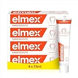 elmex Zahnpasta Kariesschutz 4x75ml – medizinische Zahnreinigung für hochwirksamen Kariesschutz – bietet zweifach aktives Kalzium-Fluorid Schutzschild für widerstandsfähige Zähne
