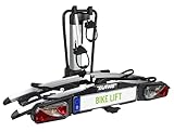 EUFAB 11554 Fahrradträger Bike Lift, E-Bike geeignet, komplett vormontiert, elektrische Absenkung, Diebstahlschutz, für 2 Fahrräder, für Anhängerkupplung, 2025 mit Strap-Rahmenhaltern