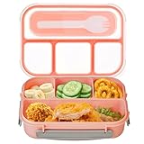 anyìshwu Brotdose Kinder mit Fächern - 1300ml Lunchbox Kinder Bento Box mit Unterteilung Auslaufsicher Brotbox für Mädchen & Jungen Schule, Kindergarten, Ausflüge, BPA-Frei Und Wiederverwendbar（Rosa）