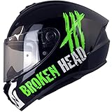 Broken Head Motoradhelm Adrenalin Therapy X4 - Sportlicher Integralhelm - Schwarz-Neon-Grün Glanz - Größe M (57-58 cm) - Limited Edition