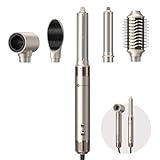Airstyler 5 IN 1, Slopehill 110,000 RPM High-Speed Ionic Haartrockner für Schnelltrocknend, Multi-Haarstyler mit Automatischer Luft-Lockenstab, Haarglätter Bürste ＆ Volumenbürste (Goldene)