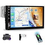 CAMECHO1 Din Autoradio mit Drahtlos CarPlay Android Auto, Radio 1 Din mit 7 Zoll HD Touchscreen Bluetooth GPS Navi, WiFi, FM/RDS,USB,AUX,TF Kartenleser