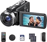 Videokamera 4K Camcorder , 42 MP Videorecorder für Vlogging YouTube 18X Digitalzoom 4K Webcam Camera mit 3-Zoll-Bildschirm um 270° drehbar Kompaktkamera für Reisen mit 2 Akkus, 32 GB-Karte, Fernbe
