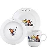 KAHLA DieMaus Kinderset 3tlg. Rockband | Kinder Geschirrset im Sendung mit der Maus Design