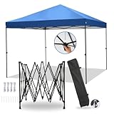 HOTEEL Pavillon 3x3 Wasserdicht Stabil Winterfest mit Tasche mit Rollen,Pop Up Faltpavillon Partyzelt,1 Personen Installieren Sonnenschutz Gartenpavillon für Strand Hochzeit Camping(3 mal 3m Blau)