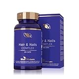 Hair & Nails Vitamins Complex, 4000µg Biotin, Vitamin B7, H & More!, 40 vegane und vegetarische Pullulan Kapseln, Nahrungsergänzungsmittel für Frauen und Männer, von Blue Nature