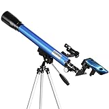 Tuword Teleskop Astronomie Teleskope F60050M Refraktor HD-Hochvergrößerung mit Sucherfernrohr, Verstellbarem Stativ& Smartphone Adapter Geeignet für Erwachsene Anfänger