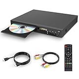 HD-Blu-ray-Player, Kompakter Blu-ray Disc Player HD 1080P DVD Player für TV mit HDMI-Ausgang, AV-Ausgang, Koaxialausgang, USB-Eingang, Spielt Blu-Ray Discs der Region 2 & DVDs Aller Regionen (Schwarz)