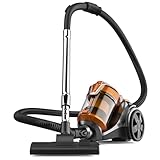 UOEONR Staubsauger Beutellos, 1000W staubsauger ohne Beutel mit HEPA-Filte,15KPA, 5m Aktionsradius, 3.5LStaubvolumen, Staubsauger Tierhaare für Hartböden und Teppiche (orange)
