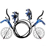 Eawfgtuw E-Bike Hydraulisches Scheibenbremsen-Set, mit Mineralöl-Bremsen-Set, mit Trennhebel, Aluminiumlegierung und Stahlkonstruktion, abgeschnittener Bremshebel (blau)