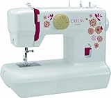 CARINA Nähmaschine Junior I 6 Stichprogramme I Auto-Fadenspannung & Fadenabschneider I LED-Nählicht I inkl. Stickerbögen I Kinder Nähmaschine (weiß)