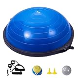 VEVOR Halb-Gymnastikball-Trainer, 66 cm Balance-Ball-Trainer, 680 kg Tragkraft Stabilitätsball, Yoga-Ball mit Widerstandsbändern und Fußpumpe, Kraft-Fitnessball im Heim-Fitnessstudio, Blau