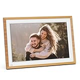 AGFA Realiview APF1000 Digitaler Bilderrahmen – LED-Display 10 Zoll 1024 x 600, Anzeige von Fotos, Uhr, programmierbarem Kalender – Holz