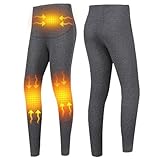 Femxizor Beheizte Hose mit 3 Heizstufen, verstellbar, 3-Gang-Temperatur, mit Fleece gefüttert, Heizhose für Damen und Herren, Größe S, Damen, Grau