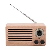 Boxwizard Retro Mini Bluetooth Lautsprecher Bass Audio Stereo Subwoofer FM Radio Unterstützung AUX USB Freisprecheinrichtung (Punkt Holzmaserung)