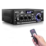 WOOPKER HiFi-Verstärker AK45 Pro Mini Bluetooth 5.0 Stereo Verstärker Amplifier 2 Kanäle Audioverstärker av Receiver Höhen und Bässe mit USB/RCA/MIC/FM Radio