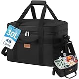 Lifewit Kühltasche 30L, Faltbar Picknicktasche für Essen & Getränke, Kühlbox Tragbare Eistasche für Männer, Frauen, Isolierte Thermotasche für die Arbeit, Camping und den täglichen Gebrauch, Schwarz