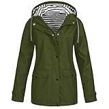 Generisch Regenjacke Damen Wasserdicht Atmungsaktiv Regenmantel Dünne Wanderjacke Mit Kapuze Leichte Sportjacke Treking Fahrrad Funktionsjacke Softshelljacke Regenponcho Regen Mäntel