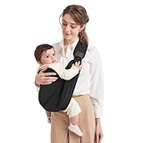 Mumgaroo Babytragetuch Verstellbare Kleinkind Tragetuch Atmungsaktive Babytragetuch mit Dicken Schultergurten für Neugeborene Säugling Kleinkind 0-36 Monate (Schwarz)
