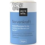 Pure Ella NERVENKRAFT - Baldrian Passionsblume Johanniskraut Kapseln - Vitamin B1 und Niacin für Nerven & Psyche - Laborgeprüft in Deutschland – Hochdosiert, 60 Vegane Kapseln