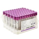 Amhuui Vakuum-Blutentnahmeröhrchen, 100 Stück 6 Ml Labor-Zentrifugenröhrchen, Kunststoff-Blutröhrchen, EDTA-Zentrifugenröhrchen Mit Violettem Deckel, 13 X 100 Mm