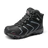 NORTIV 8 Herren Outdoorschuhe Wanderstiefel Trekking Wanderschuhe Wasserdicht Mid Kletterschuhe Bergsteigen Klettern Wandern Schuhe Hiking Boots,Size 44,Schwarz/Dunkel/Grau,160448_M-E