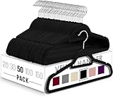 Utopia Home - Antirutsch-Kleiderbügel aus Samt - rutschfeste und strapazierfähige Kleiderbügel aus Samt mit Krawattenhalter - Stark genug, Jacken und Pullover zu halten (Schwarz, 50er-Pack)