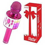 Fede Mikrofon Kinder, Karaoke Mikrofon Kinder, LED Drahtloses Bluetooth Mikrofon zum Singen, Geschenke Spielzeug für Teenager Mädchen Jungen, Tragbares KTV Lautsprecher Recorder für Smartphone