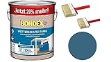 Sanitärshop Baustoffe & Sanitär Set: Bondex Wetterschutz Farbe - atmungsaktiver und hochdeckender Wetterschutz für alle Hölzer im Außenbereich (Azurblau (RAL 5009), 3 Liters)
