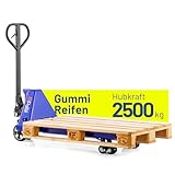 Pallit Hubwagen 2500 kg aus Stahl 1150 mm Gabellänge FIVE-R Gummirollen Gabelhubwagen Handhubwagen Palettenwagen Blau
