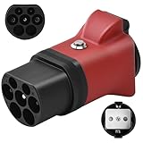 JULIK Typ2 zu Schuko Adapter mit Schalter, Typ 2 16A EV Ladekabel oder Type 2 Ladegerät oder Typ2 E Auto Ladestation zu Schuko Steckdose Adapter, Type2 Station Entlader (Rot)