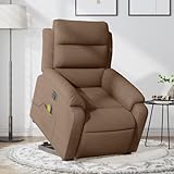 KOIECETA Relaxsessel Sessel Massagesessel mit Aufstehhilfe Fernsehsessel Liegesessel Ruhesessel Polstersessel Stoff (Braun)