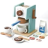medoga Kinder-Kaffeemaschinen-Spielzeug mit Mühle, 15-teiliges Holz-Kaffeemaschinen-Spielset, Holzspielzeug für Kleinkinder, Spielküche, Zubehör, Geschenk für Jungen und Mädchen