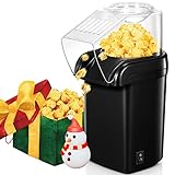 HeißLuft Popcornmaschine,1200W Selbstgemachte Popcorn Maker,Schnelles Popcorn In 2 Minuten,Fett- Und öLfrei,Inkl. MesslöFfel FüR Mais, Kompaktes Design, FüR Heimvideos Und Weihnachtsfeiern, Schwarz
