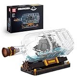 Mould King Ship in a Bottle Building Kit, Snap Together Model Ship, Collectible Display Model Set, Creative Building Toy Gift for Adults and Kids Aged 8+, New 2023