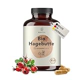 BIONUTRA® Bio Hagebutten Kapseln hochdosiert, 5200 mg Tagesdosis, rückstandskontrolliert, deutsche Herstellung, vegan, laktose- & glutenfrei, ohne Zusätze, Hagebutte, 270 Kapseln x 650 mg