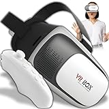 Retoo Virtual Reality Brille für 3.5 – 6.3 Zoll Smartphone mit Fernbedienung und 360° Viewer, VR Headset Brille kompatibel mit Android, iOS, iPhone, Samsung, Moto, LG, Huawei, Asus, VR-Zubehör, Weiß