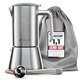 NEVO Espressokocher Induktion Edelstahl | 6 Tassen, BPA-frei & Nachhaltig | Für alle Herdarten & Camping, Spülmaschinengeeignet | Premium-Set Mokkakanne – Stilvoll für echte Kaffeeliebhaber