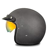 JATIBOSH Bequemer Zu Bedienen UV Protective Retro Halbhelm, Sicheres Reiten Motorradhelm Schutz Vor Wind Und Regen, Waschbar Jethelm Helm Vintage Rollerhelm Outdoor, ECE Zertifiziert