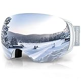 Findway Skibrille für Brillenträger Herren Damen,Snowboardbrille mit Magnetischen Wechselgläsern, Silber Verspiegelt Snowboard Brille Magnet Brillenträger Polarisierend