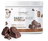 VitalBodyPLUS DailyFlavor Double Chocolate, kalorienarmes und zuckerarmes Geschmackspulver, nur 9 kcal pro Portion, 250 g – vegan, glutenfrei und hitzebeständig, unabhängig laborgeprüft & zertifiziert