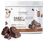 VitalBodyPLUS DailyFlavor Double Chocolate, kalorienarmes und zuckerarmes Geschmackspulver, nur 9 kcal pro Portion, 250 g – vegan, glutenfrei und hitzebeständig, unabhängig laborgeprüft & zertifiziert